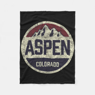 Vintage Retro Aspen Colorado Mountain Circle Skiin Fleece Blanket
