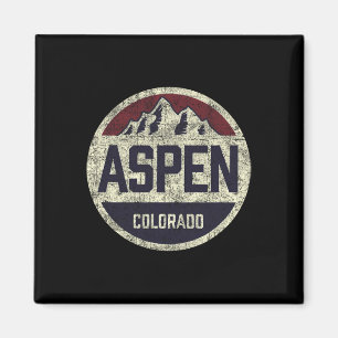 Vintage Retro Aspen Colorado Mountain Circle Skiin Magnet