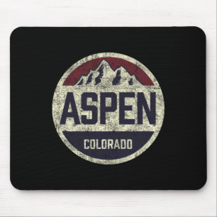 Vintage Retro Aspen Colorado Mountain Circle Skiin Mouse Pad