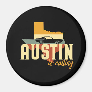 Vintage Retro Austin Texas TX USA City Map Magnet