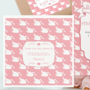 Vintage Retro Baby Girl Swan Pattern Baby Shower Napkin