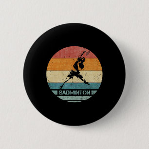 Vintage Retro Badminton Player Silhouette Sunset F 6 Cm Round Badge