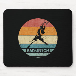 Vintage Retro Badminton Player Silhouette Sunset F Mouse Pad