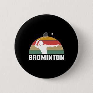Vintage Retro Badminton Shuttle Player 6 Cm Round Badge