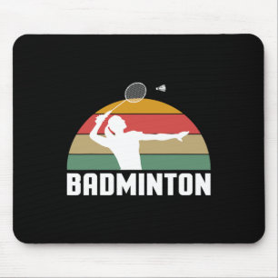 Vintage Retro Badminton Shuttle Player Mouse Pad