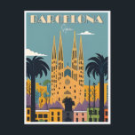 vintage retro Barcelona Spain Travel Art  Postcard<br><div class="desc">vintage,  retro,  travel,  modern,  watercolor,  classic,  Barcelona,  Spain postcards,  Barcelona Spain, </div>