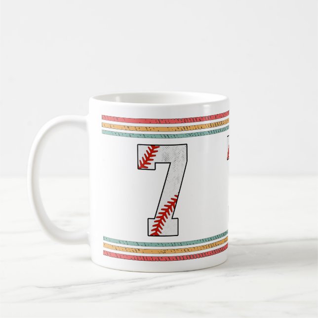 Vintage Retro Baseball Number 7 Athletic Coffee Mug (Left)