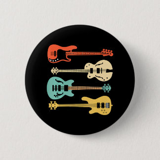 Vintage Retro Bass Guitar Bassist Player 6 Cm Round Badge