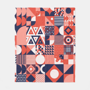 Vintage retro bauhaus design vintage seamless patt fleece blanket