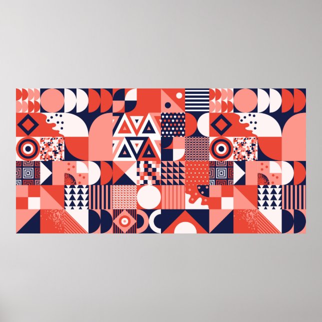 Vintage retro bauhaus design vintage seamless patt poster (Front)