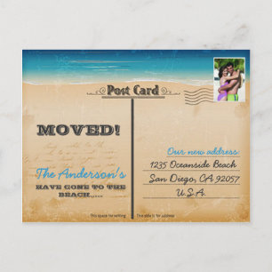 Vintage Retro Beach Change of Address Photo Announcement Postcard