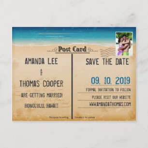 Vintage Retro Beach Postcard Photo Save The Date