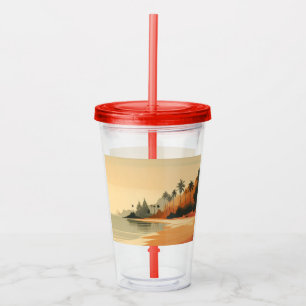 Vintage/retro beach/tropical acrylic tumbler