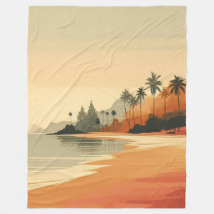 Vintage/retro beach/tropical  fleece blanket