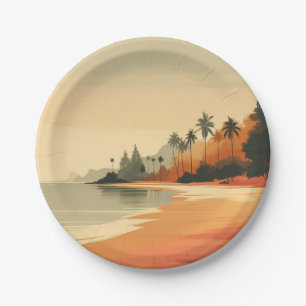 Vintage/retro beach/tropical paper plate
