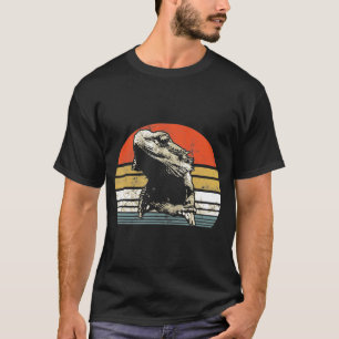 Vintage Retro Bearded Dragon Sunse Lizard Reptile T-Shirt