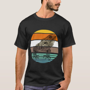 Vintage Retro Bearded Dragon Sunset Lizard Reptile T-Shirt