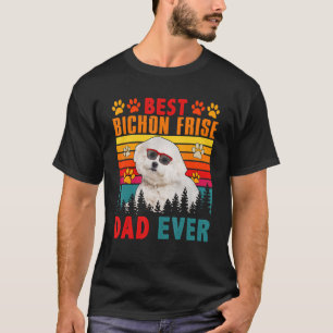 Vintage Retro Best Bichon Frise Dad Ever Cute Dog T-Shirt