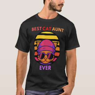 Vintage Retro Best Cat Aunt Ever Cat Mothers Day T-Shirt