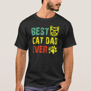 Vintage Retro Best Cat Dad Ever Cat Daddy Father T-Shirt