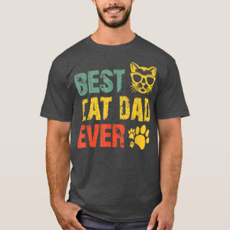 Vintage Retro Best Cat Dad Ever Father's Day T-Shirt