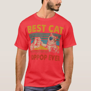 Vintage Retro Best Cat PopPop Ever Funny Dad Cat L T-Shirt