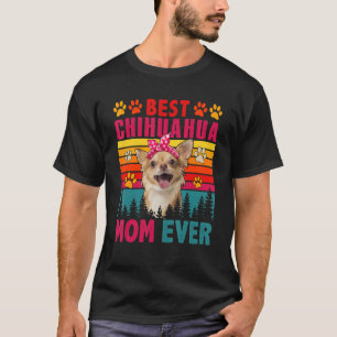 Vintage Retro Best Chihuahua Mum Ever Cute Dog Hea T-Shirt