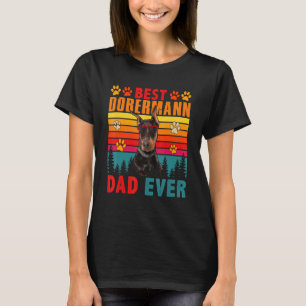 Vintage Retro Best Dobermann Dad Ever Cute Dog Sun T-Shirt