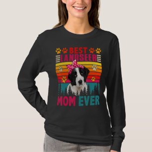 Vintage Retro Best Landseer Mum Ever Cute Dog Head T-Shirt