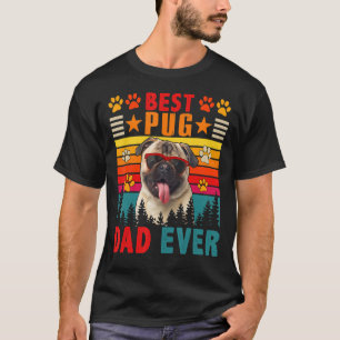 Vintage Retro Best Pug Dad Ever Cute Dog Sunglasse T-Shirt