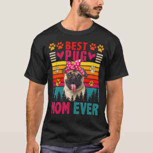 Vintage Retro Best Pug Mum Ever Cute Dog Headband T-Shirt