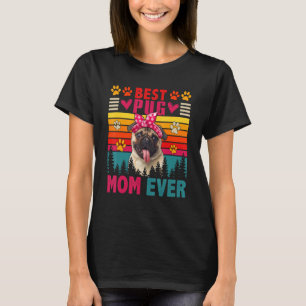 Vintage Retro Best Pug Mum Ever Cute Dog Headband T-Shirt