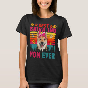 Vintage Retro Best Shiba Inu Mum Ever Cute Dog Hea T-Shirt