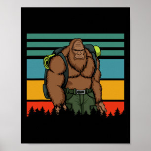 Vintage Retro Bigfoot Costume Hiking Matching Fami Poster