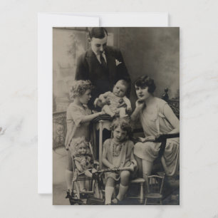 Vintage Retro Black and White Family Portrait Card