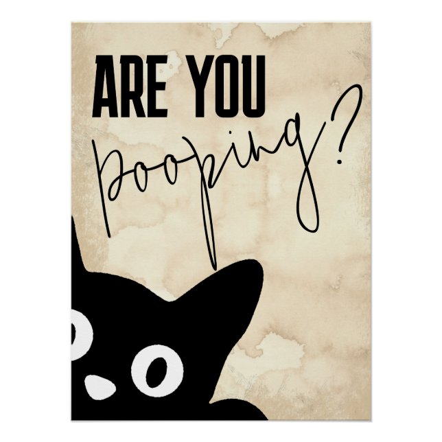 Vintage Retro Black Cat "Are You Pooping"  Poster (Front)