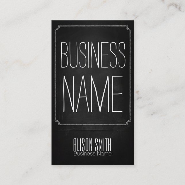 Vintage retro black chalkboard business card (Front)