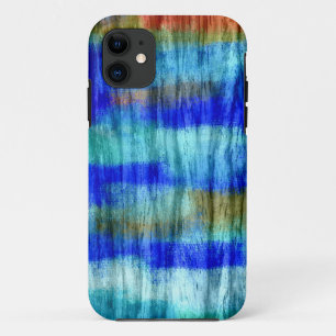 Vintage Retro Blue Wood Abstract Art iPhone 11 Case
