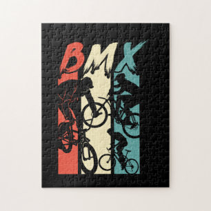 Vintage Retro BMX Bike Rider Freestyle Stunt Biker Jigsaw Puzzle