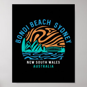 Vintage Retro Bondi Beach Sydney Australia Surfer  Poster