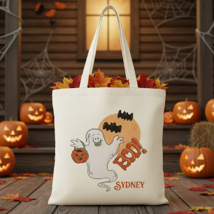 Vintage Retro Boo Ghost Personalised Halloween Tote Bag