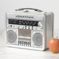 Vintage Retro Boombox Personalised Name Lunch Box