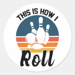 Vintage Retro Bowling Sports Team Quote Classic Round Sticker