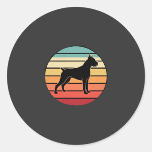 Vintage Retro Boxer Dog Sunset Silhouette Classic Round Sticker