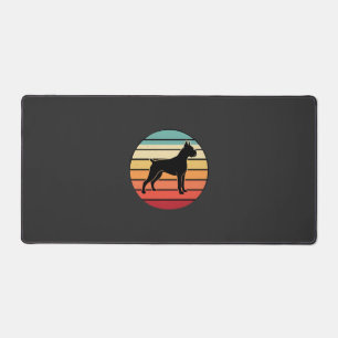 Vintage Retro Boxer Dog Sunset Silhouette Desk Mat