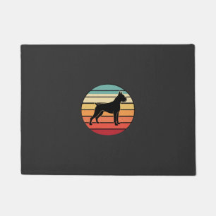 Vintage Retro Boxer Dog Sunset Silhouette Doormat
