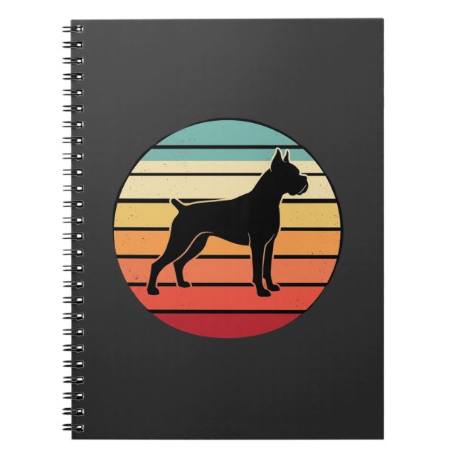 Vintage Retro Boxer Dog Sunset Silhouette Notebook (Front)