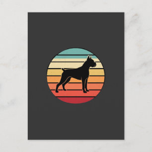 Vintage Retro Boxer Dog Sunset Silhouette Postcard