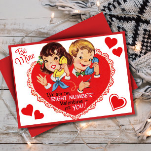 Vintage Retro Boy Girl Custom Valentine's Day Holiday Card