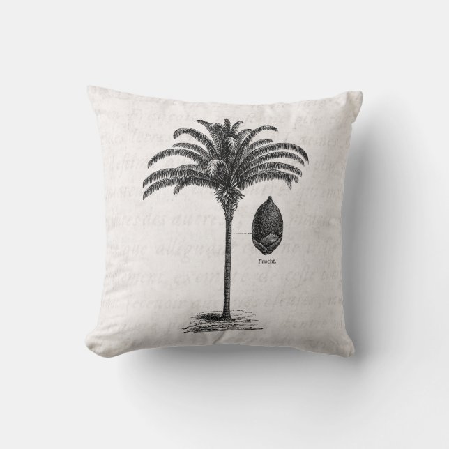 Vintage Retro Brazilian Palm Tree Template Palms Cushion (Front)